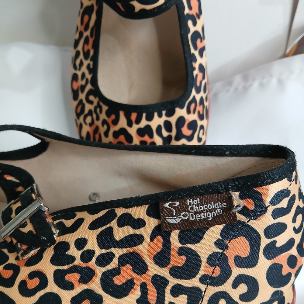 Chocolaticas Black and Tan Leopard Print Mary Jane Flats - Picture 3 of 6